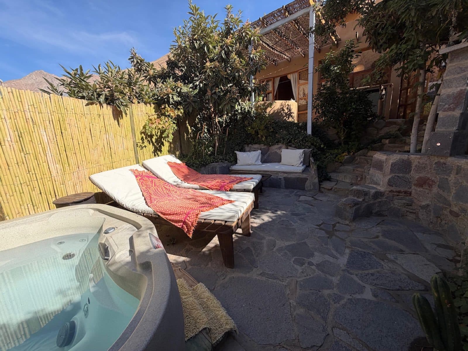 Terrace with private hot tub and loungers